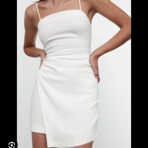 Zara White Mini Dress with Spaghetti Straps